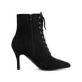 thumbnail image 3 of Unique Bargains Women's Pointy Toe Lace Up Side Zip Stiletto Heels Ankle Boots, 3 of 7