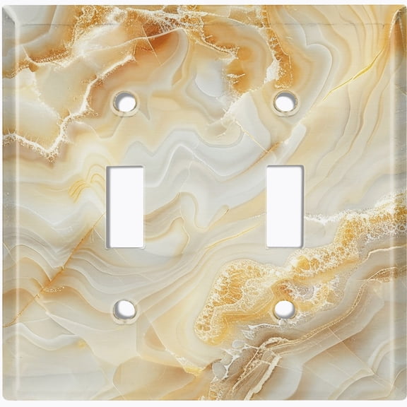 Metal Light Switch Wall Plate Outlet Cover (Printed Image of Weathered Marble - Double Toggle)