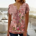 thumbnail image 2 of ZQUUVOU Women's Short Sleeve Tunic Tops Summer Fold Printed V Neck Button Top F-Multicolor, 2 of 5