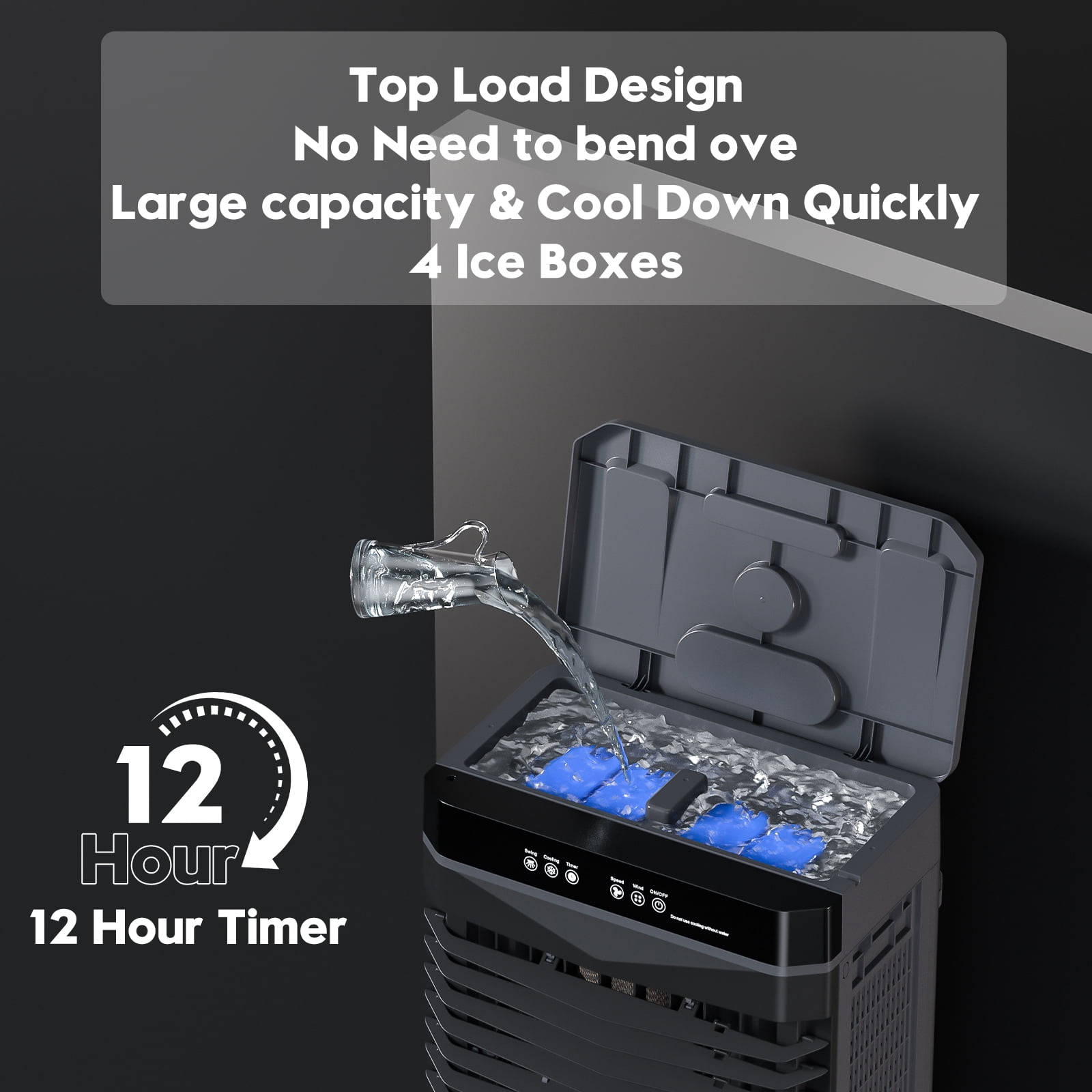 Auertech Portable Evaporative Air Cooler with Remote, 1800CFM 12H Timer 3 in 1 Swamp Cooler, 4 Ice Boxes, 5.3 Gal Water Tank