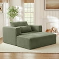 thumbnail image 3 of Muumblus Accent Chair with Movable Ottoman, Oversized Indoor Chaise Lounge Chair, No Assembly, Boneless Corduroy Cloud Sofa for Living Room, Green, 3 of 12