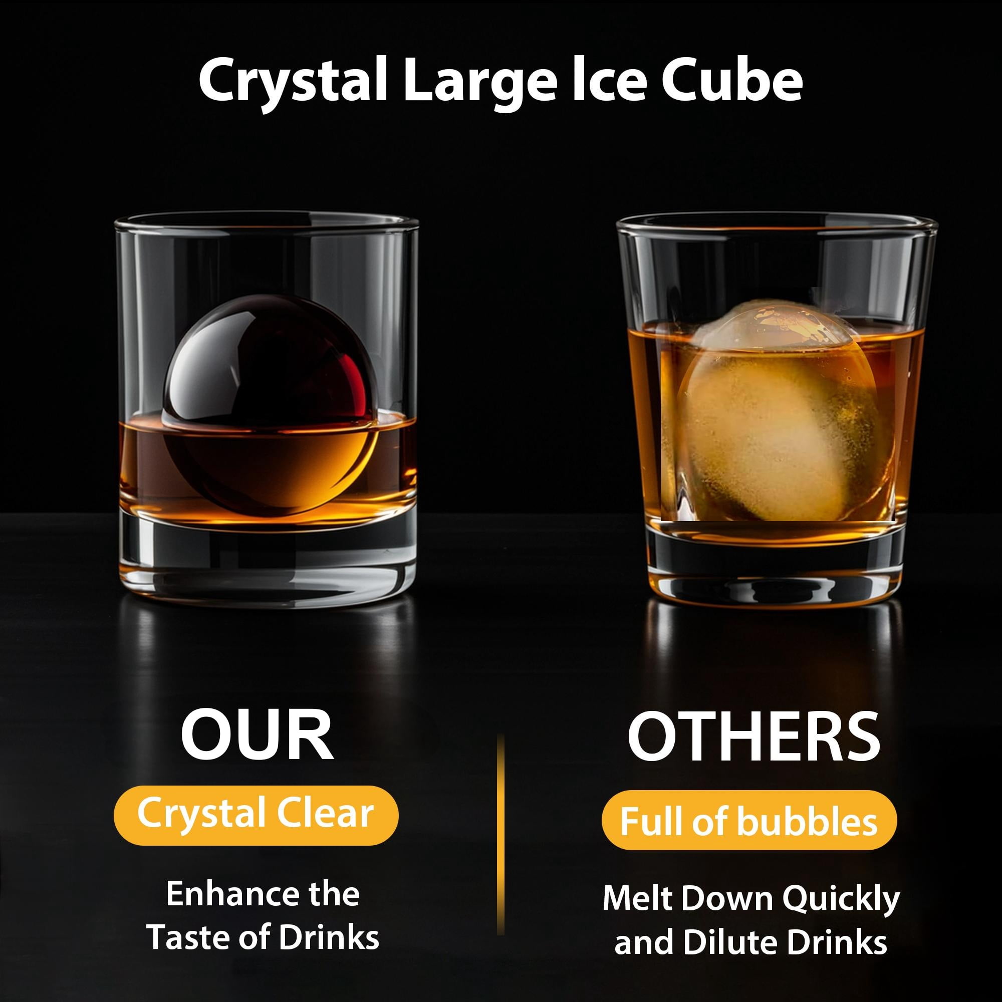 Suidhome Whiskey Ice Cube Tray, Ice Ball Maker Mold, 2.4 Inch Large Round Ice Molds, Best Gifts for Dad Husband, Black