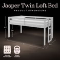 thumbnail image 4 of Alaterre Furniture Jasper Wood Twin Loft Bed with Ladder and Safety Guardrails (Dove Gray), 4 of 12