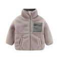 thumbnail image 2 of Zwiiyzr Baby Boys Girls Toddler Fleece Jacket Kids Toddler Sherpa Stand Collar Zip Up Thicked Warm Coat Winter Outerwear 2-8Y Gray, 2 of 5