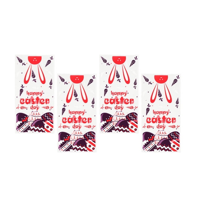 Yusimy Easter Party Transparent Candy Bags Rabbit Easter Egg Decorated OPP Plastic Bags for Easter Party