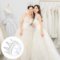 thumbnail image 4 of EeaseMX Corona de novia elegante con pedrería, tocado hueco para mujer para fiesta de bodas (estilo adulto, plateado), 4 of 7