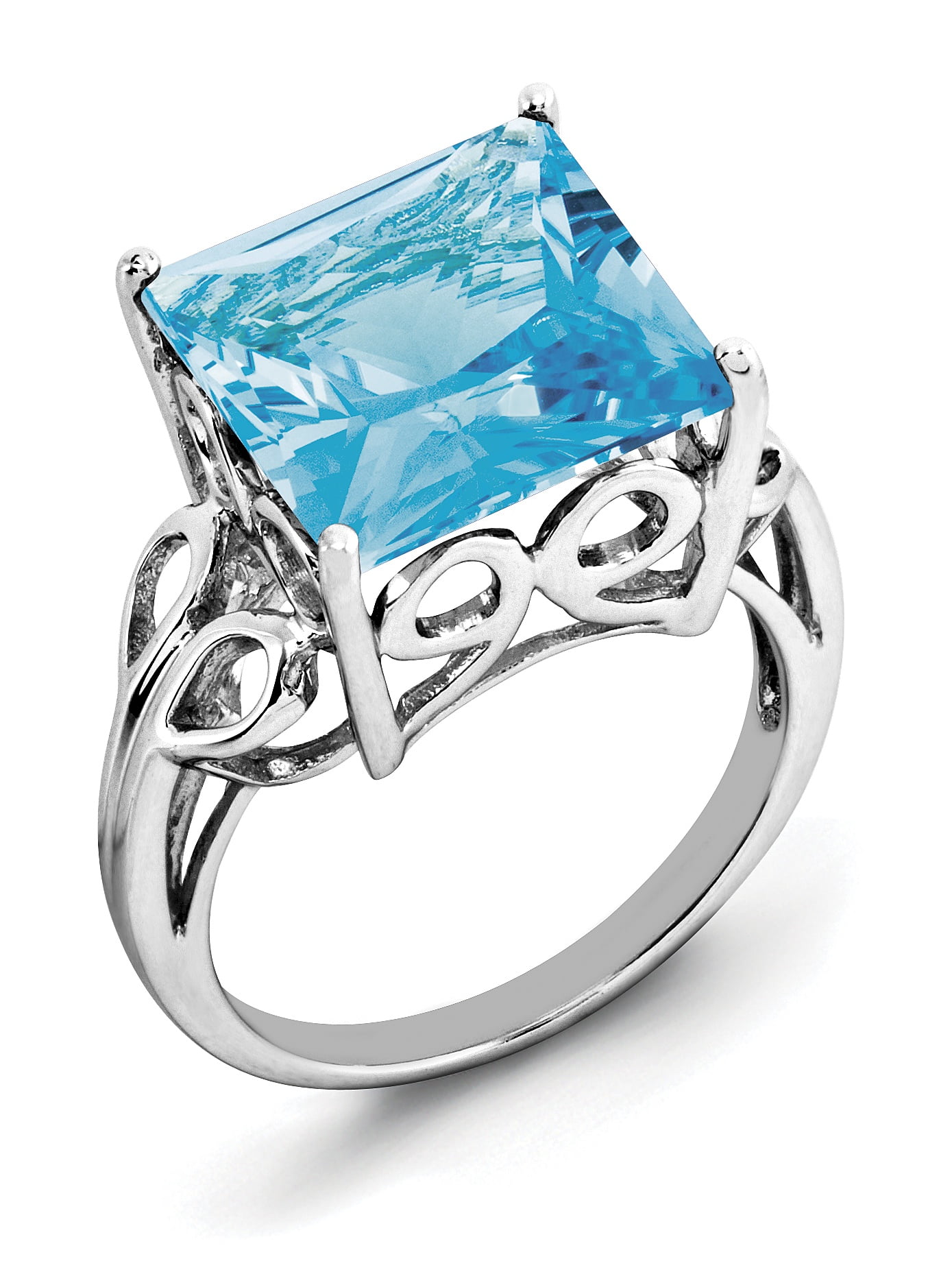 Jewelry by Sweet Pea Sterling Silver Rhodium Light Swiss Blue Topaz