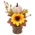 thumbnail image 3 of Goowood Artificial Fall Potted Plant Autumn Arrangement with Sunflower Pumpkin Maple Leaves Woven Pot Table Centerpiece for Thanksgiving Home Decor, 3 of 6