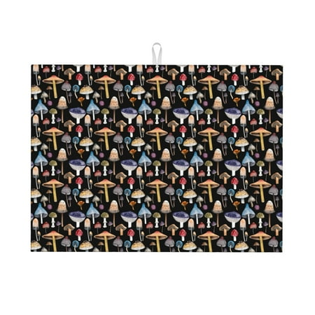 

Kdxio Mushrooms and Leaves for Dish Drying Mat 24*18 inch Absorbent Dish Drainer Kitchen Counter Large Size Dish Drying Pad for Countertops Draining Racks