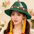 thumbnail image 3 of AJGRHE Bavarian Festival Bucket Hat With Braids For Oktoberfest And Party Traditional Accessory Green One Size, 3 of 5