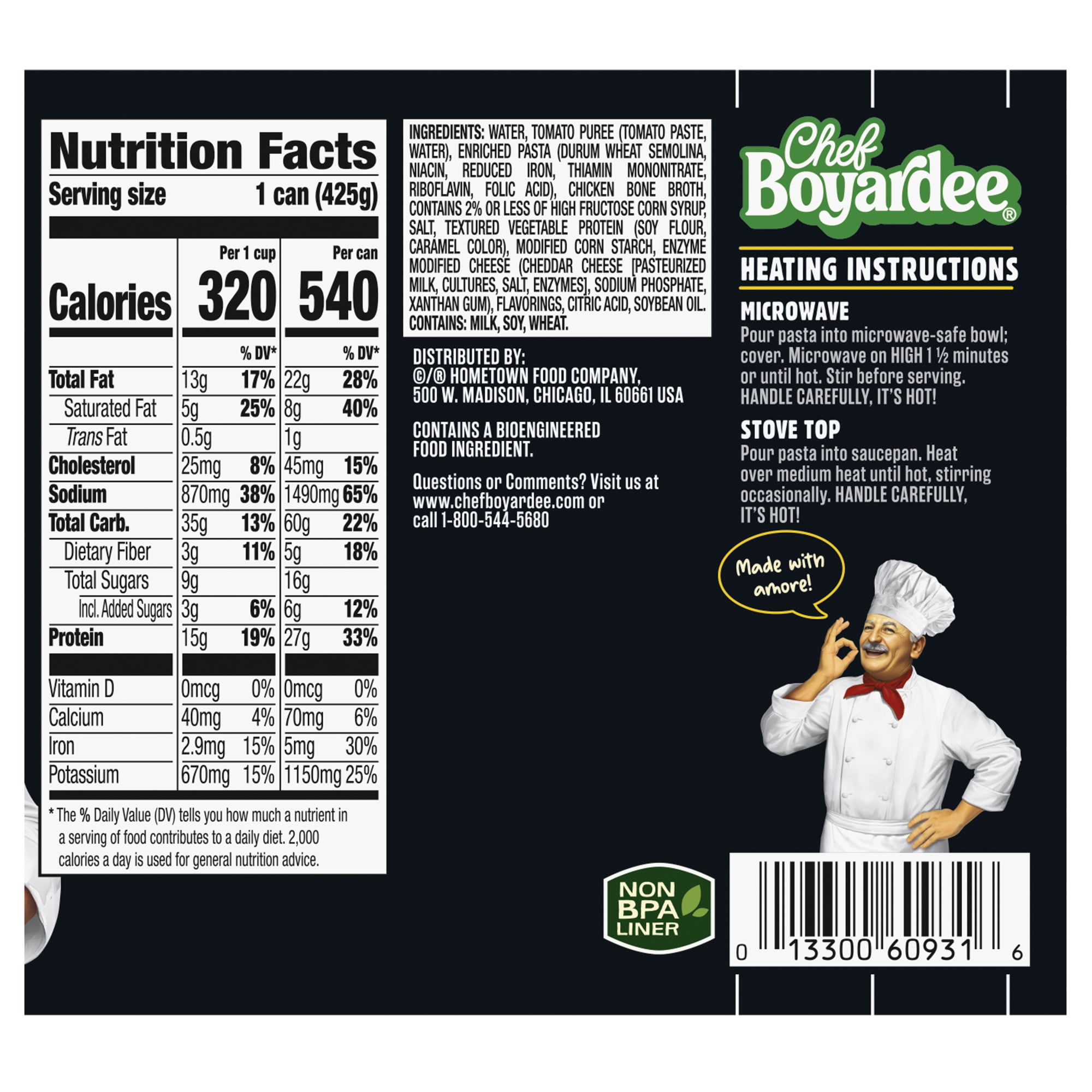 (6 pack) Chef Boyardee Protein Beefaroni, 15 oz Can