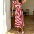 thumbnail image 6 of Ovbmpzd Tea-Length Casual Summer Dresses for Women Peasant Elegant Maxi Red Dresses Casual V-Neck Sleeveless Dresses Summer Dresses,S, 6 of 6