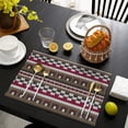 thumbnail image 3 of Boho Red Knitted Ethnic Pattern Summer Placemats Table Placemats Set Of 6-Linen Kitchen Washable Placemats Table Mats 11.8"x17.7" Non-Slip Heat Resistant, 3 of 5