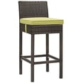thumbnail image 1 of Modway Conduit 30" Rattan & Aluminum Patio Bar Stool in Brown/Peridot Green, 1 of 3