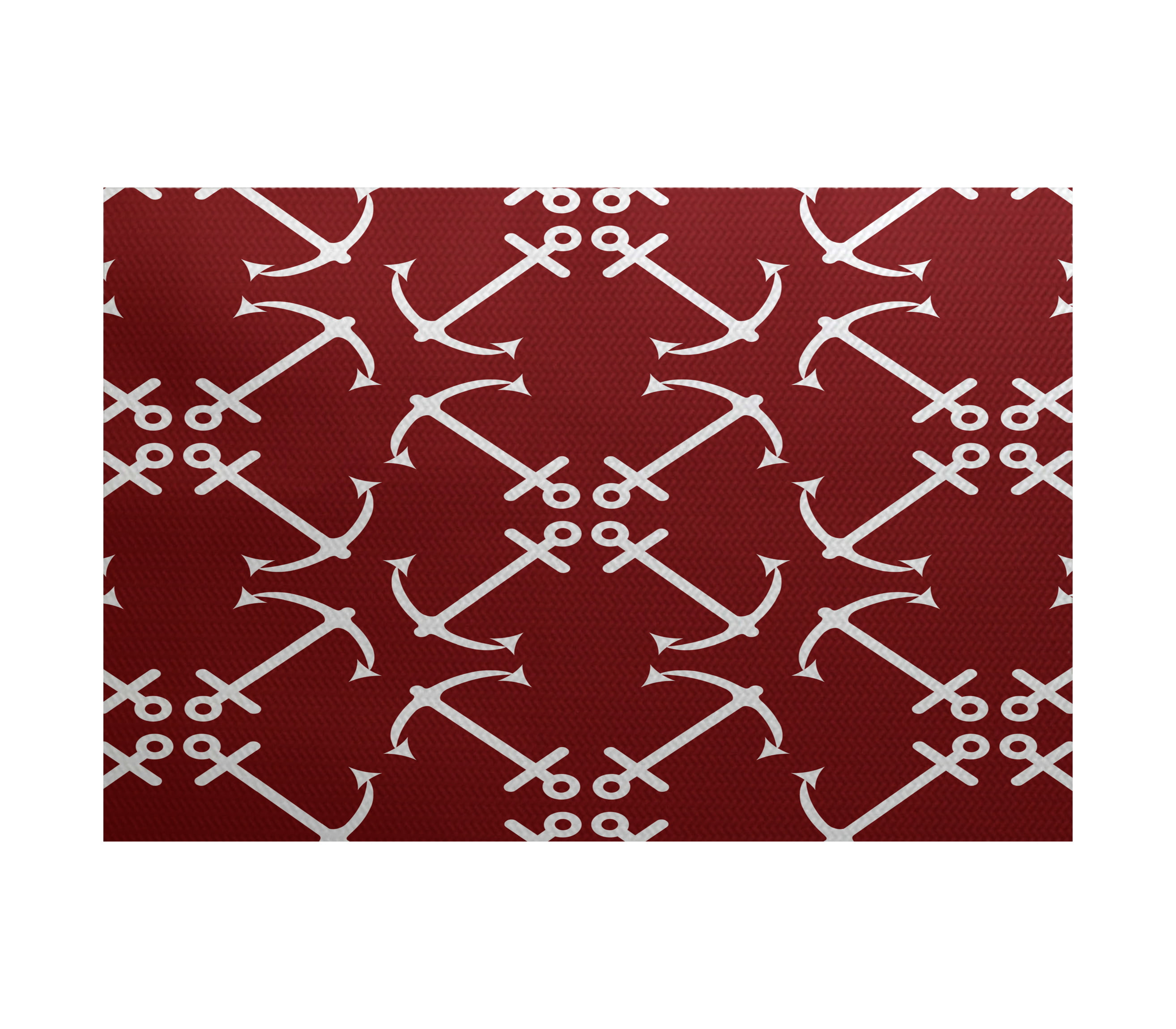 E by design RGN445RE1-23 Anchors Up Geometric Print Indoor/Outdoor Rug 2 x 3 Red 