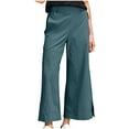 thumbnail image 2 of SELONE Wide Leg Workout Pants for Women Plus Size Lounge Pants with Pockets Cotton Linen Wide Leg Cropped Trouser Loose Casual Long Beach Pants Solid Lightweight Blue S Tall Breathable Summer Clothes, 2 of 8