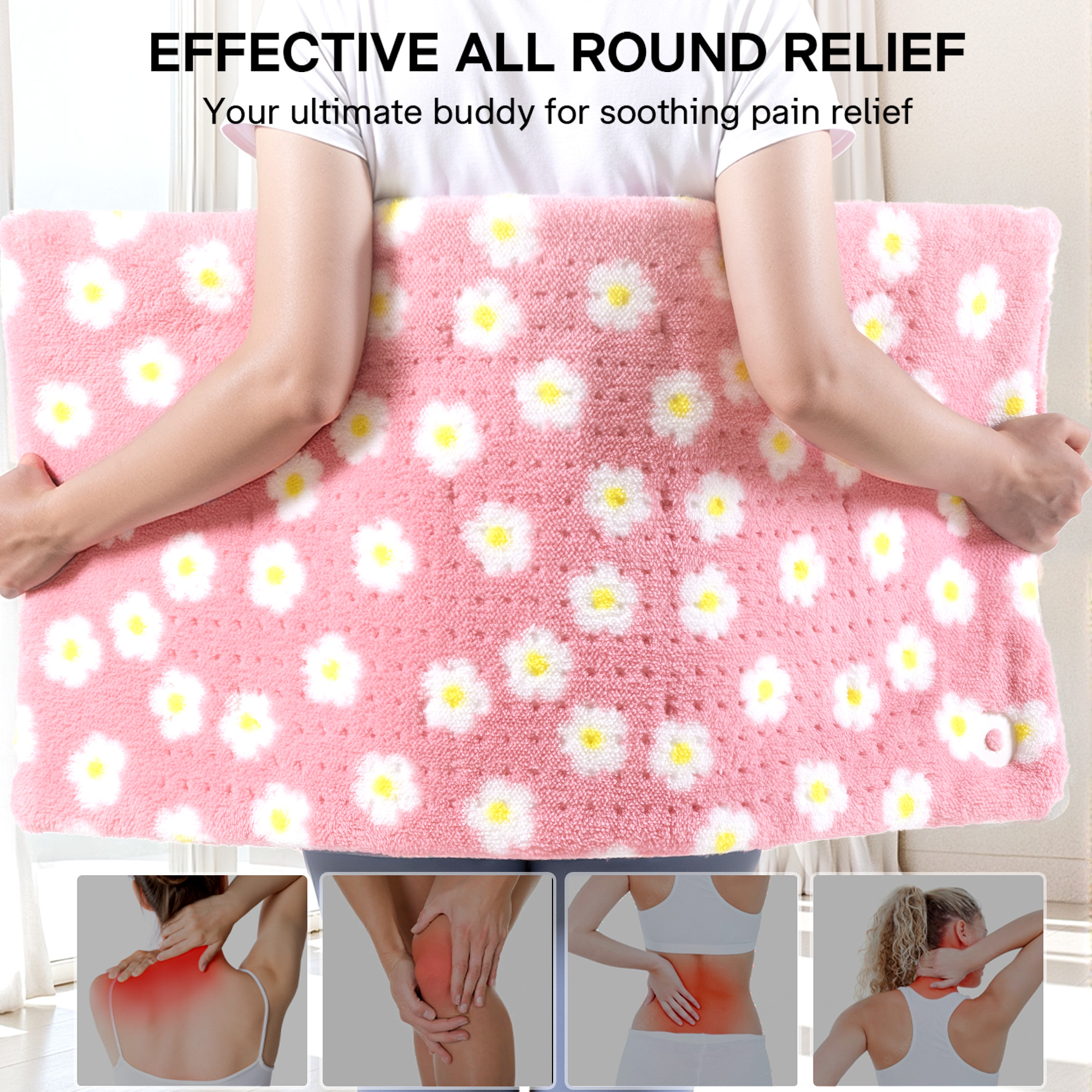 ALLJOY Extra Large Heating Pad 33x17 Pink photo 8