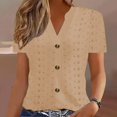 thumbnail image 5 of TRUBKH Button Down Shirts Short Sleeve Shirts for Women Gauze Shirts for Women Button Shirts Spring/european and American Border Station New Button V Neck T Shirt Long Sleeve Shirts for Women Khaki M, 5 of 7