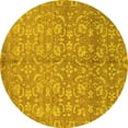 thumbnail image 1 of Ahgly Company Machine Washable Indoor Round Abstract Yellow Modern Area Rugs, 7' Round, 1 of 4