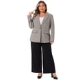 thumbnail image 3 of DARING DIVA Women's Plus Plaid Notched Lapel Business Blazer Jackets 3X Brown Beige, 3 of 7
