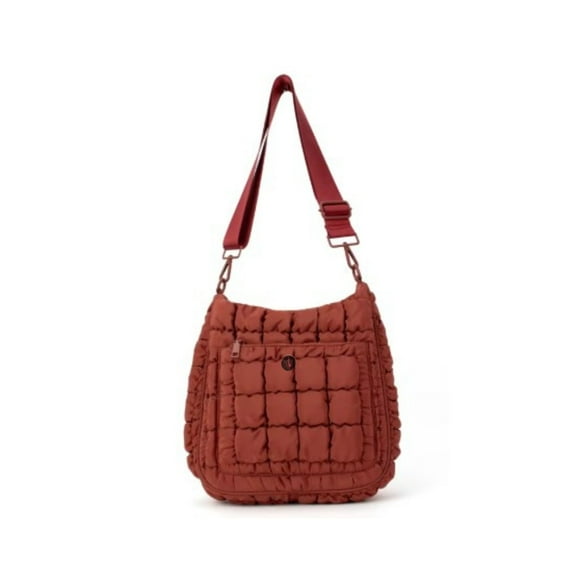 Medium Nylon Quilted Top Zip Shoulder Crossbody Bag