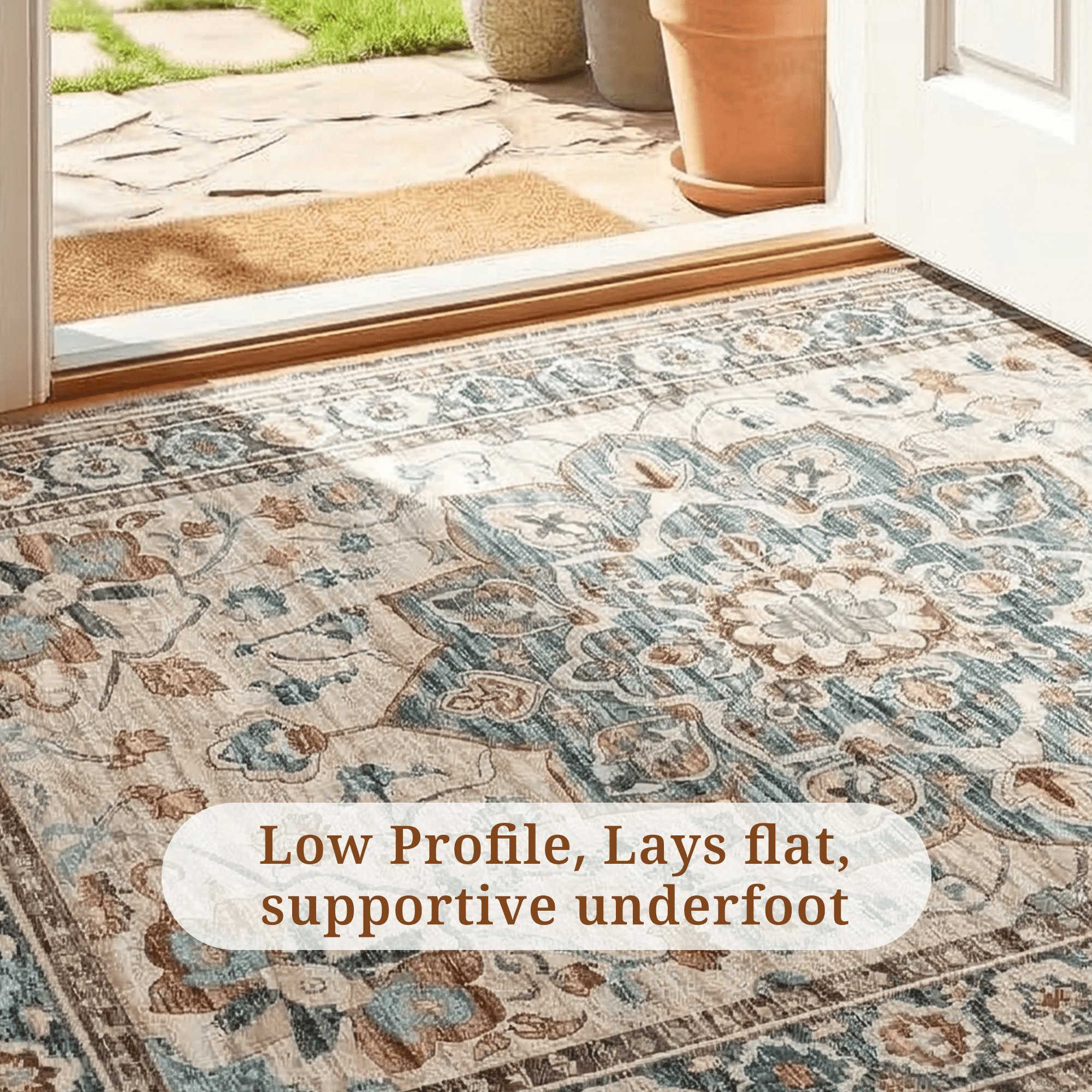 LIFERECORD 8x10ft Boho Area Rug Washable Non-Slip, Modern Geometric Neutral Vintage Low-Pile Carpet for Living Room, Bedroom, Dining Room, Kitchen