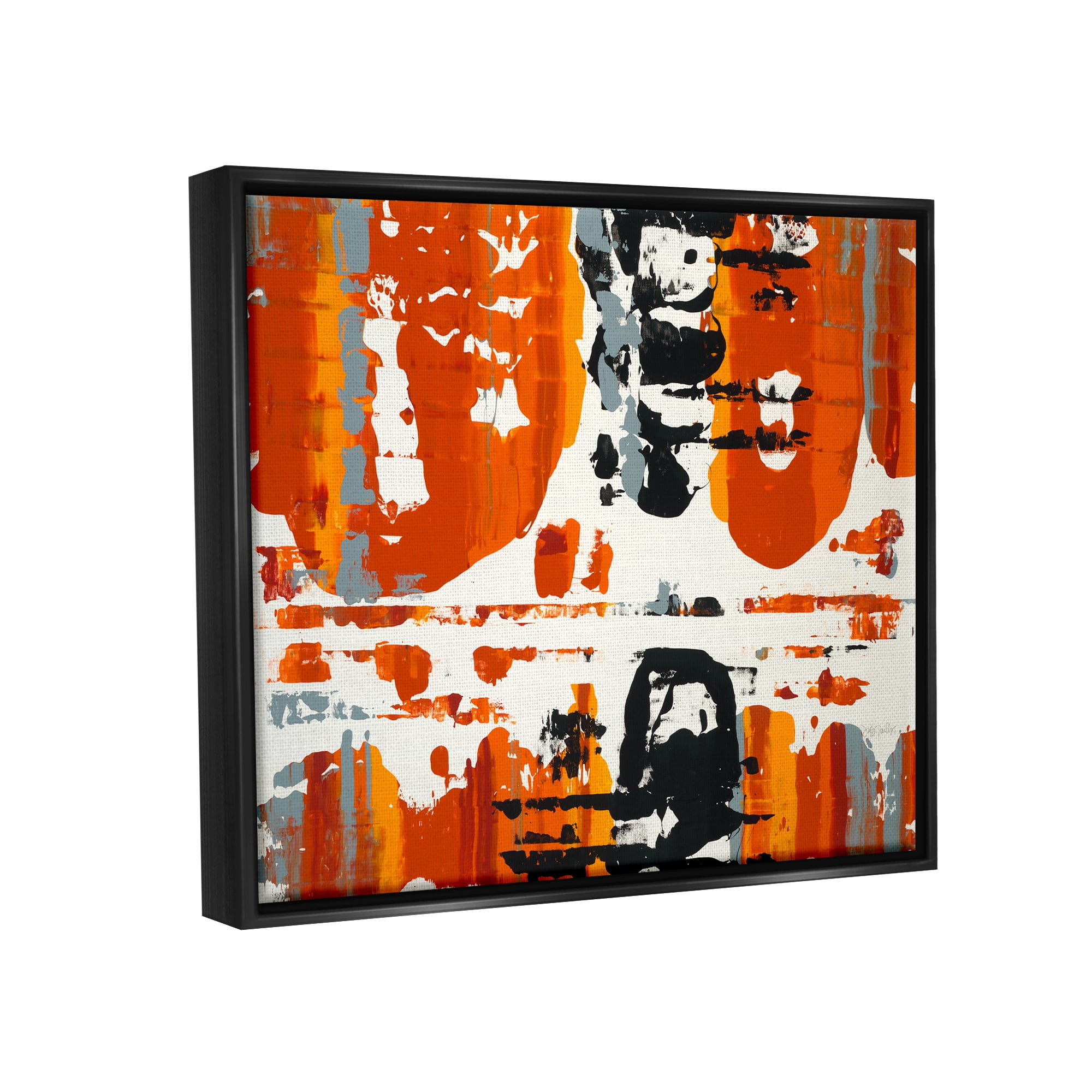 Stupell Industries Burnt Orange Momentum Jet Black Framed Floating Canvas Wall Art, 16x20, by Third and Wall