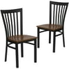 Flash Furniture 2 Pack HERCULES Series Black School House Back Metal Restaurant Chair - Cherry Wood Seat