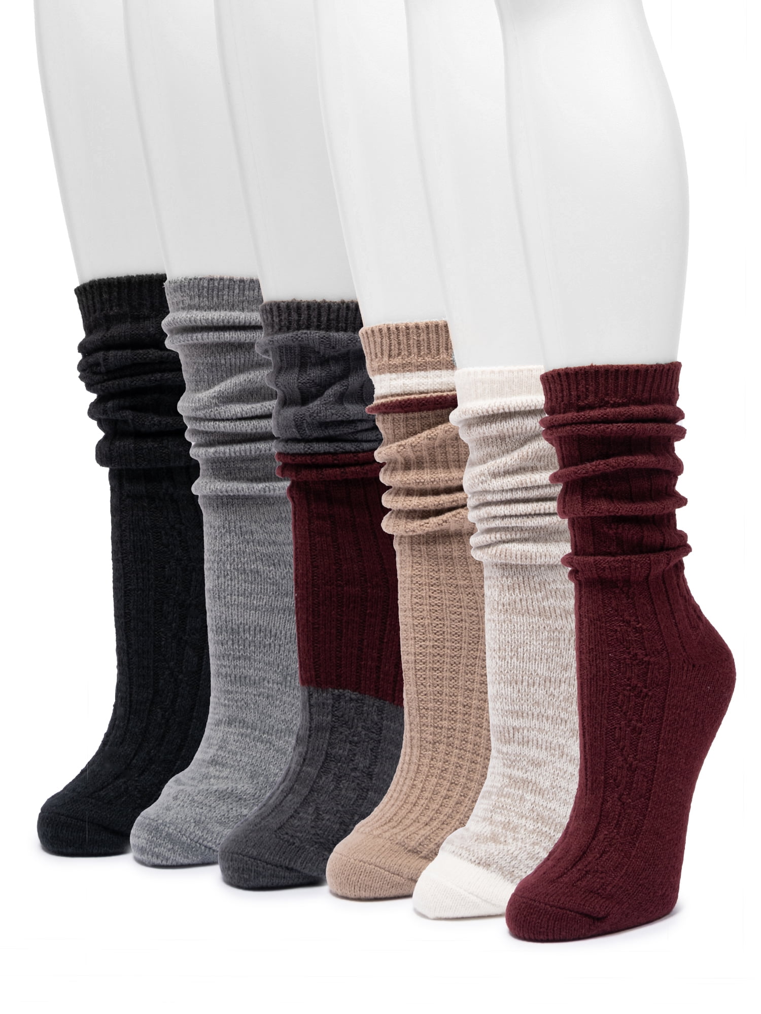 MUK LUKS Women's Fluffy Dream Tall Boot Socks, 6-Pack, OSFM