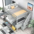 thumbnail image 3 of Harper & Bright Designs Full over Full Bunk Bed with Two Storage Drawers and Storage Shelves for Bedroom, Gray, 3 of 7