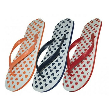 

DDI 1902452 Women s Heart Print Flip Flops Case of 48