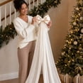 thumbnail image 7 of Extra Large Ivory Christmas Bow Decoration with Long Tulle Streamers for Window Display Party and Christmas Tree Holiday Decor 23.62 x 78.74 Inch, 7 of 7