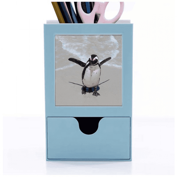 Science Nature Ocean Antarctic Penguin Creature Desk Supplies Organizer Pen Holder Card