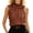 Coffee, variant on Womens Halter Neck Petal Collar Top Off Shoulder Sleeveless T Shirt Slim Fit Solid Color Summer Lightweight Tees