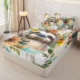 thumbnail image 2 of Erosebridal Cute Sloth Zipper Queen Comforter Set with Fitted Sheet and 2 Pillowcases,Garden Flower Print Zipper Bedding Set,Brown Orange Teal,Reversible, 2 of 6