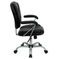 thumbnail image 3 of Mid-Back Black Leather Swivel Task Office Chair with Pillow Top Cushioning and Platinum Epoxy Base & Arms, 3 of 9