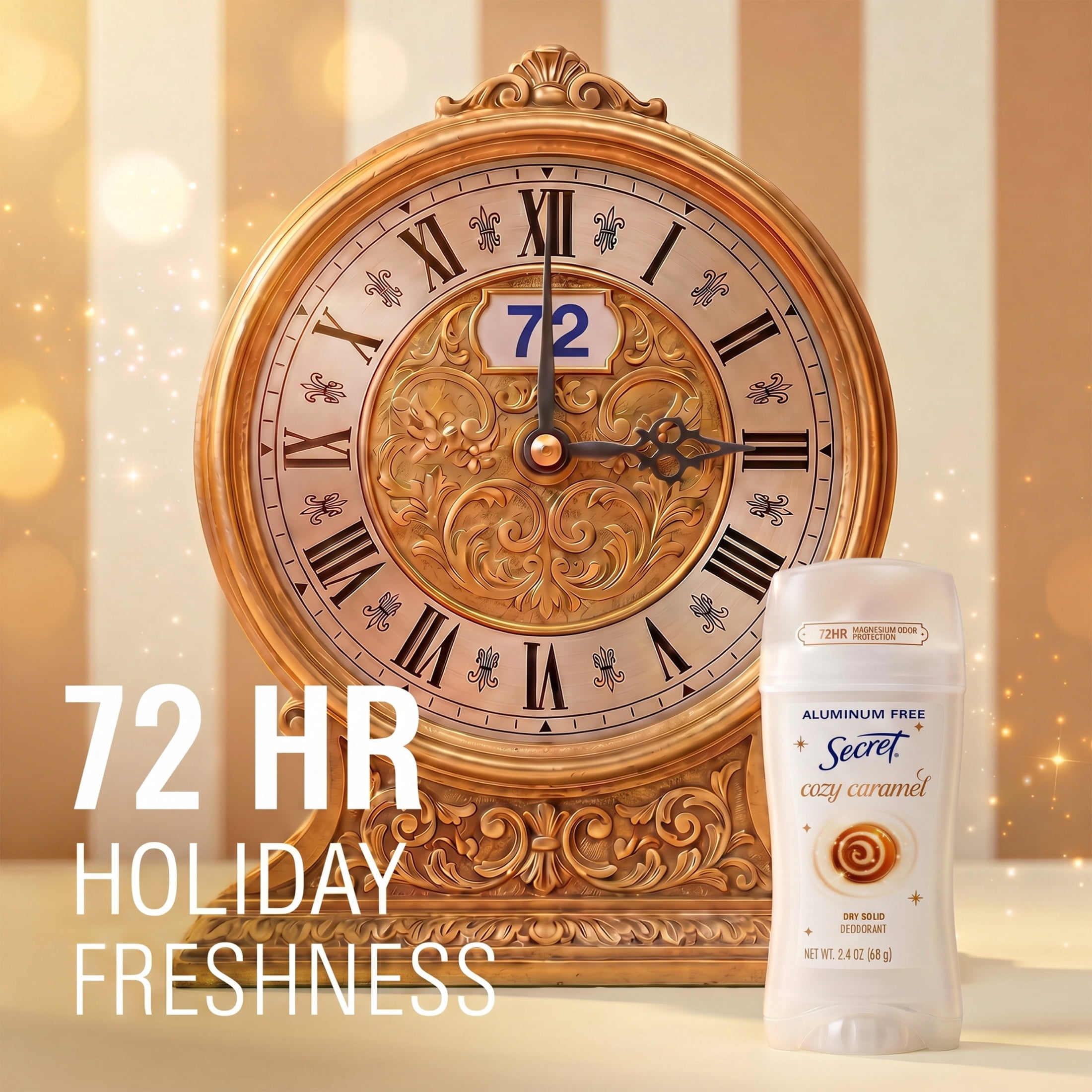 Secret Aluminum Free Holiday Deodorant for Women, Cozy Caramel, 2.4 oz