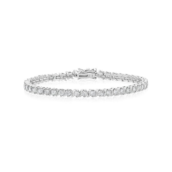 Sterling Silver S-Link Cubic Zirconia Tennis Bracelet, 7.25''
