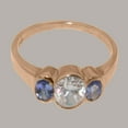 thumbnail image 5 of LBG British Made 10k Rose Gold Cubic Zirconia & Natural Tanzanite Womens Promise Ring - 33 size options - Size 7, 5 of 6