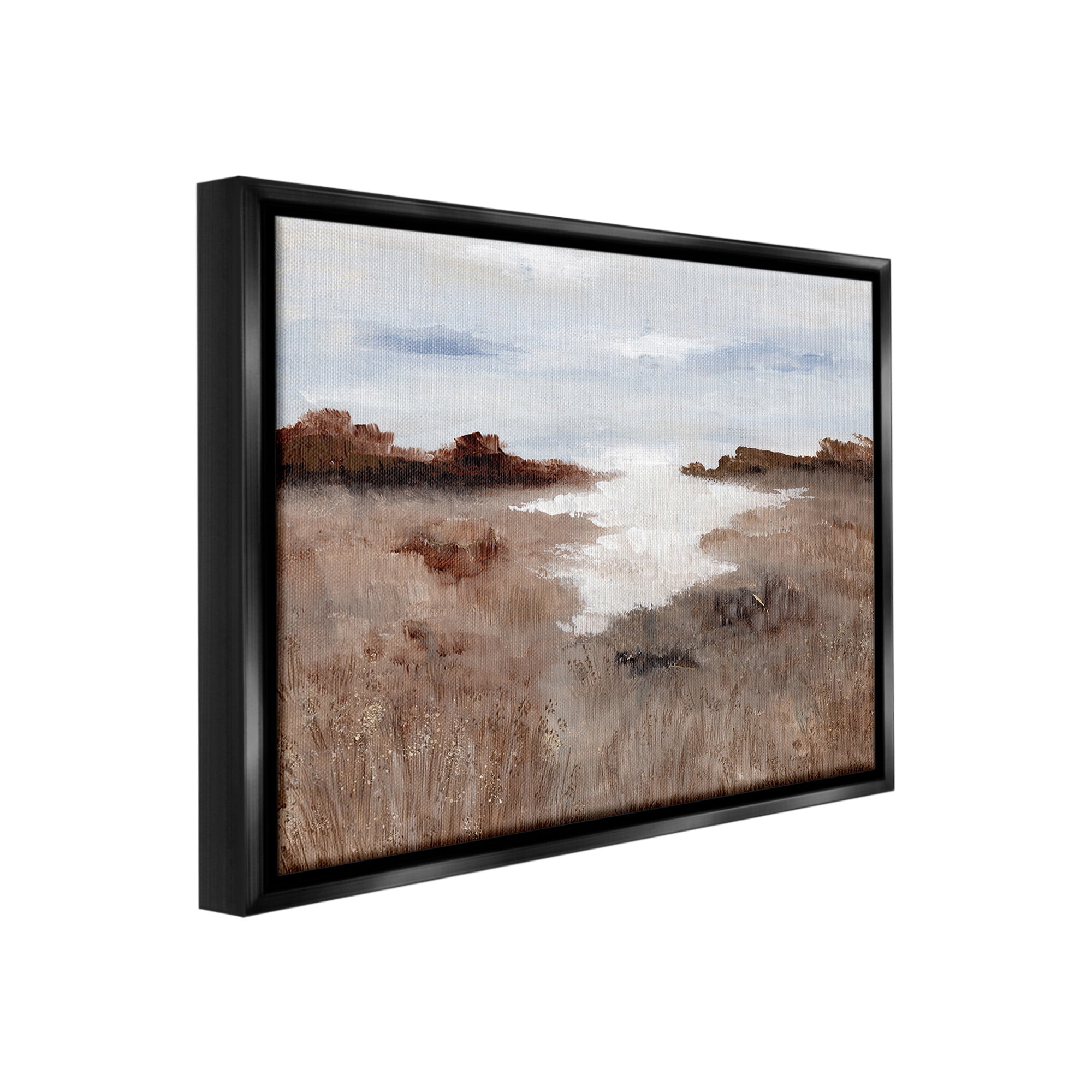 Stupell Industries Field with Arid Vegetation Landscape Painting Black Floater Framed Canvas Art Print Wall Art, 21 x 17