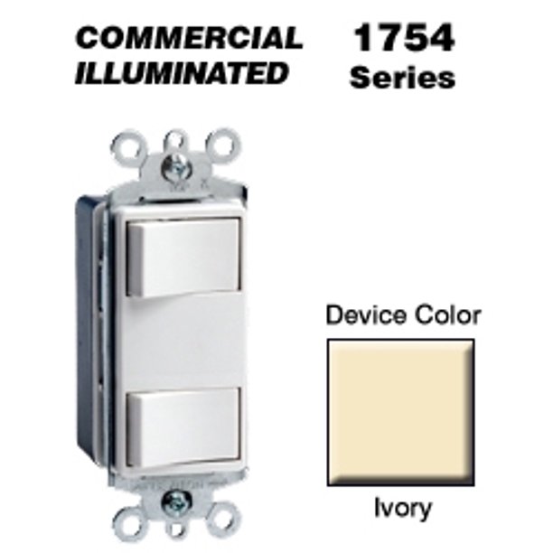Leviton 1754ILI Decora Combo Switch SinglePole/SinglePole 15A 120V