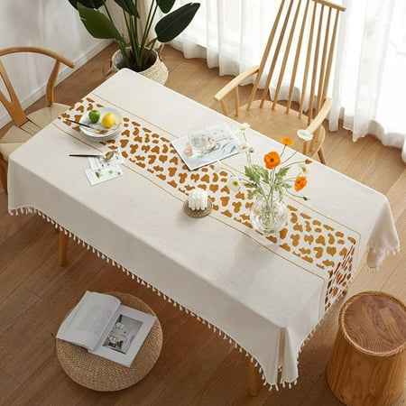 

GOODLY Japanese Style Plaid Tablecloth Rectangle Cotton Linen Striped Table Cloth Home Dust Cover With Tassels