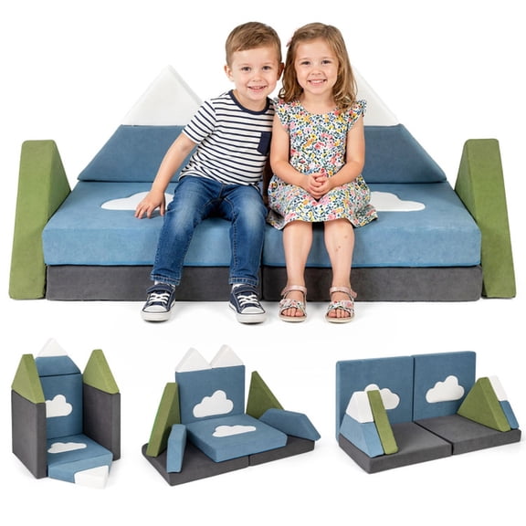 Furnibear Toddler Chair 12 Pieces Snow Mountain Theme Toddler Foam Building Fort
