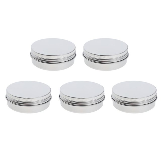 5 de aluminio vacías con tapas de rosca, tarro contenedor para loción de bálsamo labial 60g 7x2.8cm Colcomx Tinas cosméticas vacías