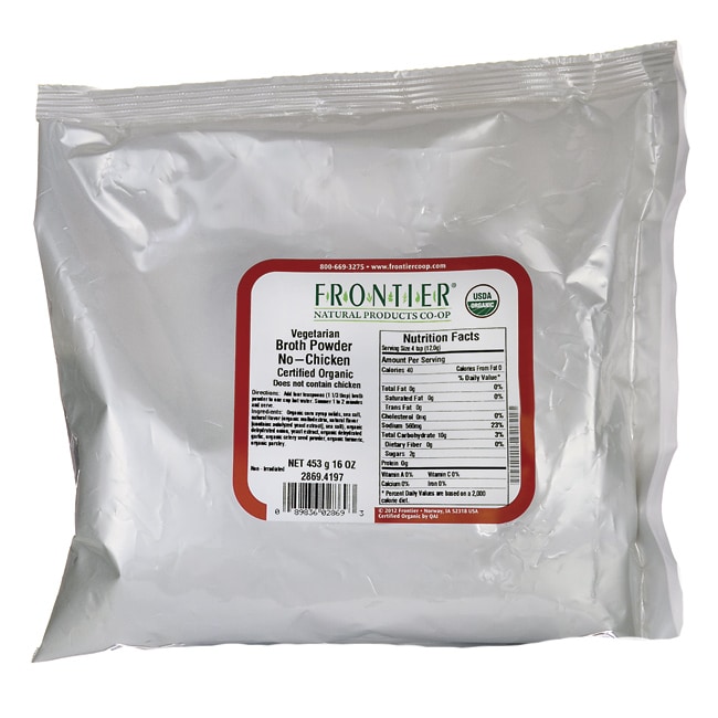 Frontier Co-Op Organic Vegetarian Broth Powder - No-Chicken 16 oz Pkg