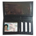 thumbnail image 4 of Black Genuine Leather Checkbook Cover Long Wallet Card Organizer Secretary Wallet, 4 of 8