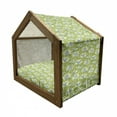 thumbnail image 2 of Hummingbirds Pet House, Birds Pattern on Floral Background Springtime Garden Wings, Outdoor & Indoor Portable Dog Kennel with Pillow and Cover, 5 Sizes, Lime Green Blue Cream, by Ambesonne, 2 of 5