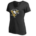 thumbnail image 2 of Women's Black Pittsburgh Penguins Splatter Logo V-Neck T-Shirt, 2 of 4