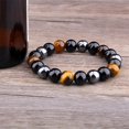 thumbnail image 3 of Triple Protection Tiger Eye Bracelet, Black Obsidian Stone Hematite Wealth Bracelets, 3 of 4