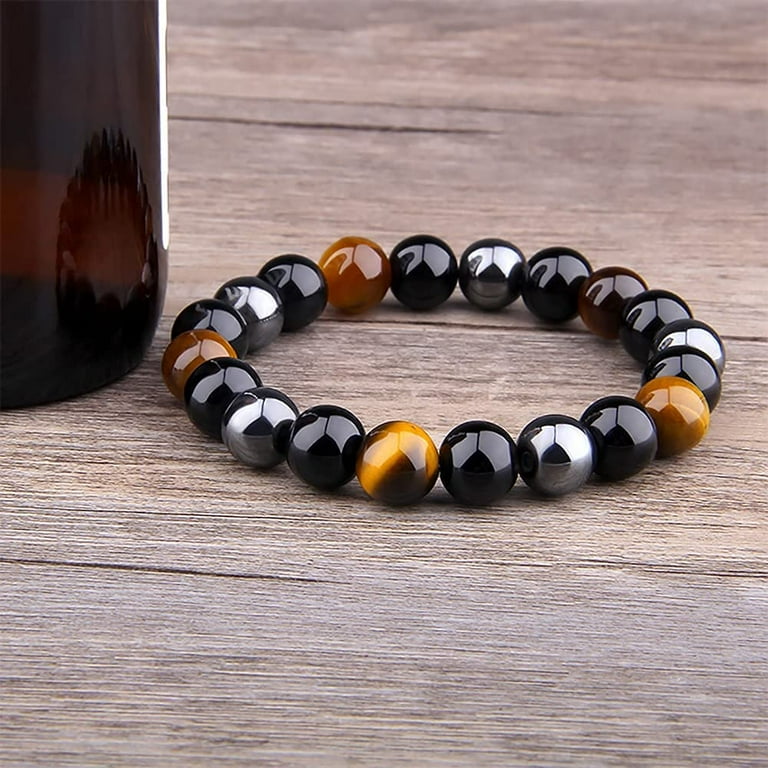 Triple Protection Bracelet Bring Luck and Prosperity Obsidian